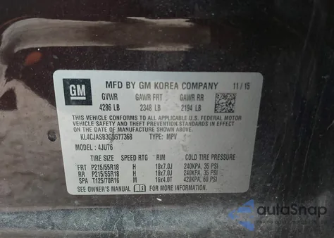 2016 Buick Encore z USA, uszkodzony, nr VIN KL4CJASB3GB577368